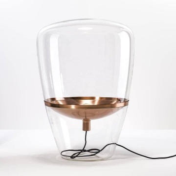 Nordic Modern Glass Table Lamp with Metal Base for Bedrooms and Hotels