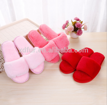 Fashion Warm open toe faux fur slipper fake fur house indoor women slipper