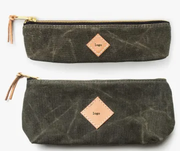 custom high quality waxed canvas travel pouch