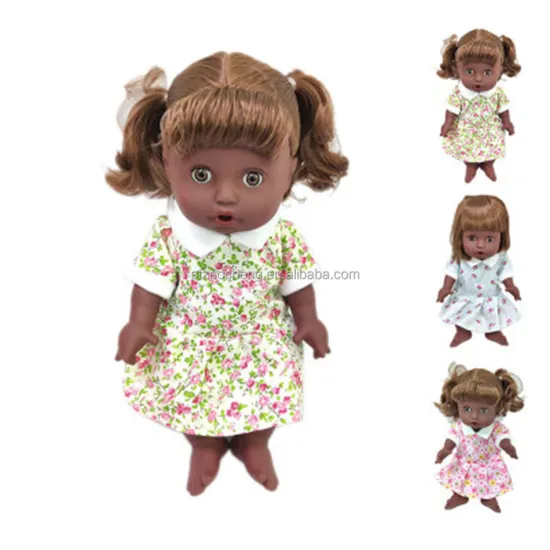 New 12 Inch South African Black Fat Dolls in Fashion Dress: Realistic Vinyl African American Girl Toy
