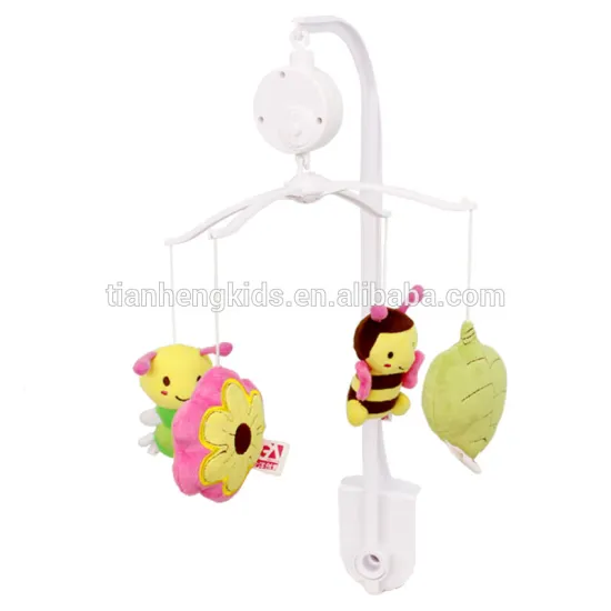 Wholesale plush hanging stuffed musical mobile toy butterfly and flower crib mobile for baby