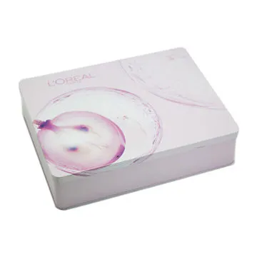 Rectangle pink cosmetic tin box