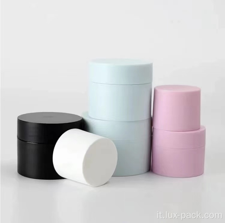 Contenitore di crema cosmetica glassata rosa bianco nero vuoto