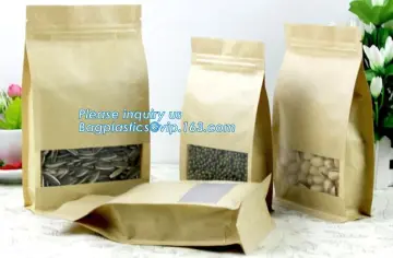 flat bottom zip lock bag kraft brown paper bag food packaging, Kraft Stand Up Zip Pouch/Brown Kraft Paper Bags/Dried Food Packag
