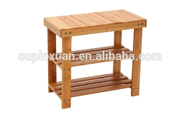 2-Tier Shoe Rack Entryway Shoe Shelf 100% Natural Bamboo Shoe Bench Shoe rack
