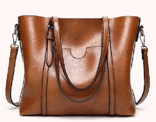 Brown leather tote bag