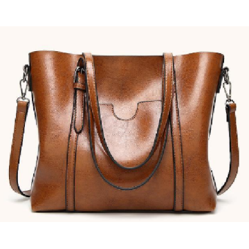 Brown leather tote bag