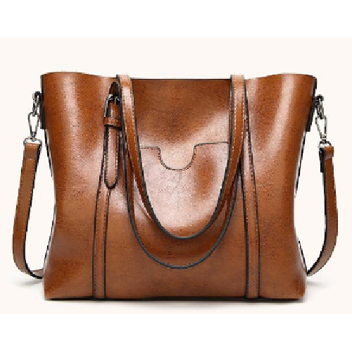 Brown leather tote bag