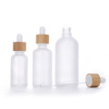 Frosted Glass Dropper Bottles Eye Dropper Bamboo Lids