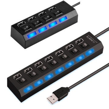 High-Quality 7-in-1 USB-C Hub Adapter with Independent Control Switches and LED Displays for Laptops and Phones