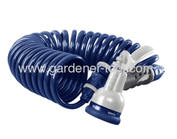 Garden Pu Coil Hose With Water Nozzle 