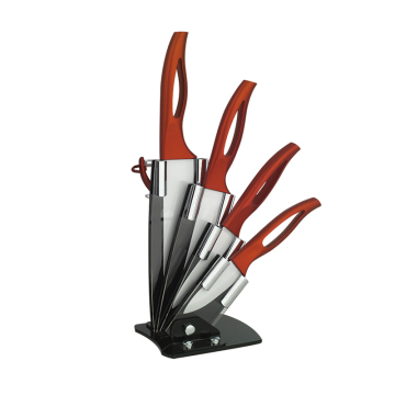Ensemble de couteaux d'ajustement en céramique avec support en acrylique - Couteau de cuisine en plastique de 3 pouces