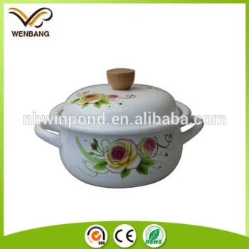 Exported to Japan white enamel coating rolled rim carbon steel pot