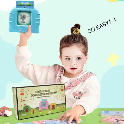 Portable French English dual language kids flash card reader machine educational toys for kids learning