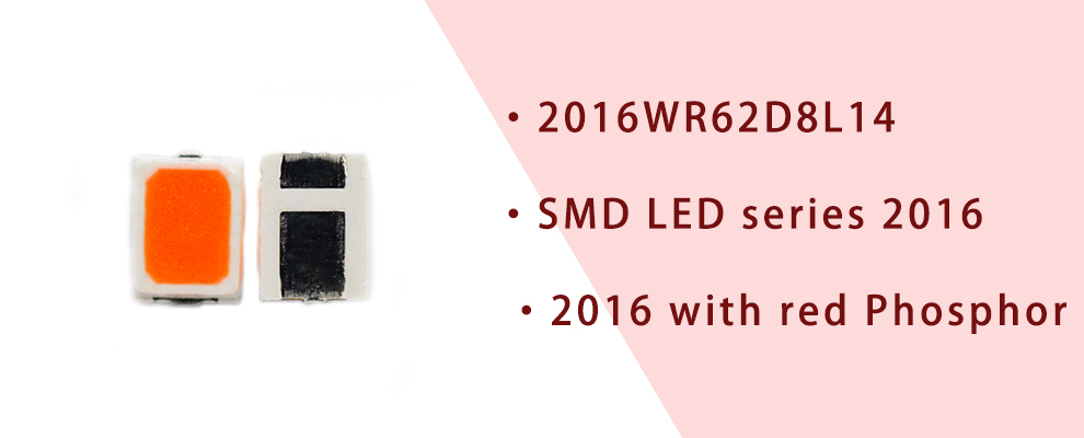 2016WR62D8L14 2016 SMD LED Red LED with red Phosphor 625nm LED 1206 series LED