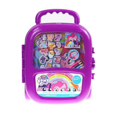 Custom Promotion Stationery Gift Set in Plastic Activity Suitcase with Little Pony Design for Girls