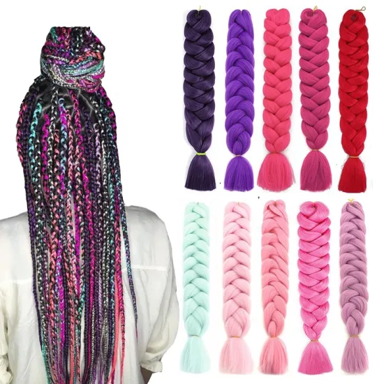 Wholesale 82 Inch 165g Long Jumbo Braiding Hair Pre Stretched Synthetic Braiding Hair Extensions For Box Twist Braids