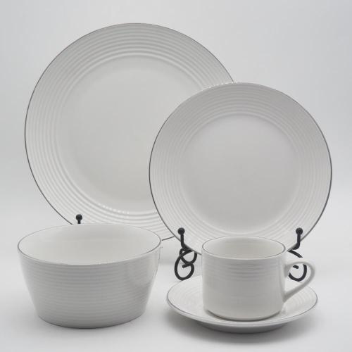 Amazon Hot Sale em relevo o conjunto de jantar de porcelana fina, conjunto de jantar de porcelana de luxo
