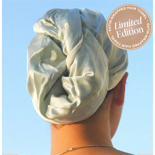 satin wrapped hair towel