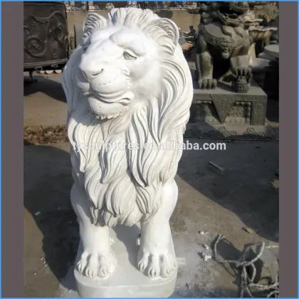 Small size white natural stone lion sculpture sitting lion statue