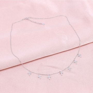 cross temperament clavicle chain S925 silver inlaid zircon cross temperament clavicle chain Manufactory