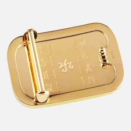 925 Silver Gold Plated Dragon Head 3D Belt Buckle