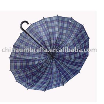 16k check design polyester straight umbrela