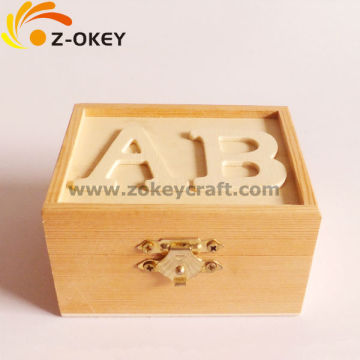 customized Wood box with button packing box for gift retro style