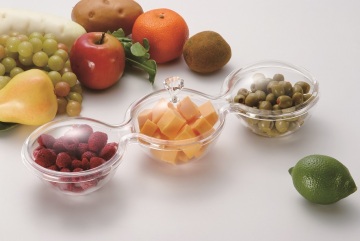 3 way Round Shape relish clear acrylic tray with dividers