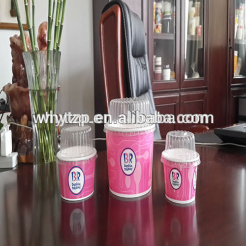 A series of custom logo printed double PE coated ice cream paper cup with plastic lid from Wuhan manufacturer