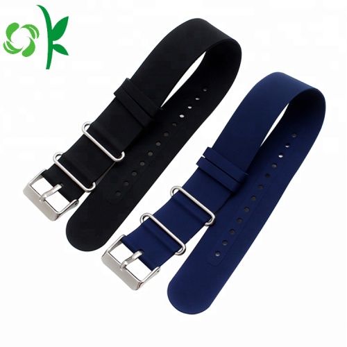 Cinturino per orologio in silicone nero / blu con logo personalizzato