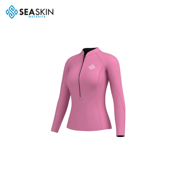 Seaskin Long Sleeve Girl&#39;s Pink Diving Wetsuit Jacket