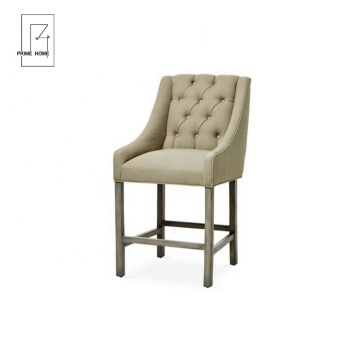 High Quality Antique French Style Button Tufted Wing Back Bar Stool