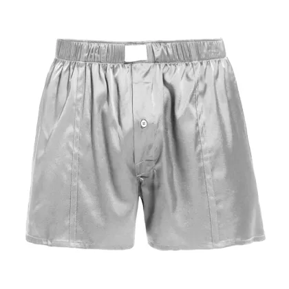 Fitted Draping Silk Boxer Men Draping Button Solid