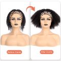 Afro Kinky Kıvırcık Peruk İpek Kafa Bandı Peruk Kadınlar İçin İnsan Saç% 180 Glueless Wigmy Kıvırcık İnsan Saçlı Peruk Brezilya Saç Yarım Peruk