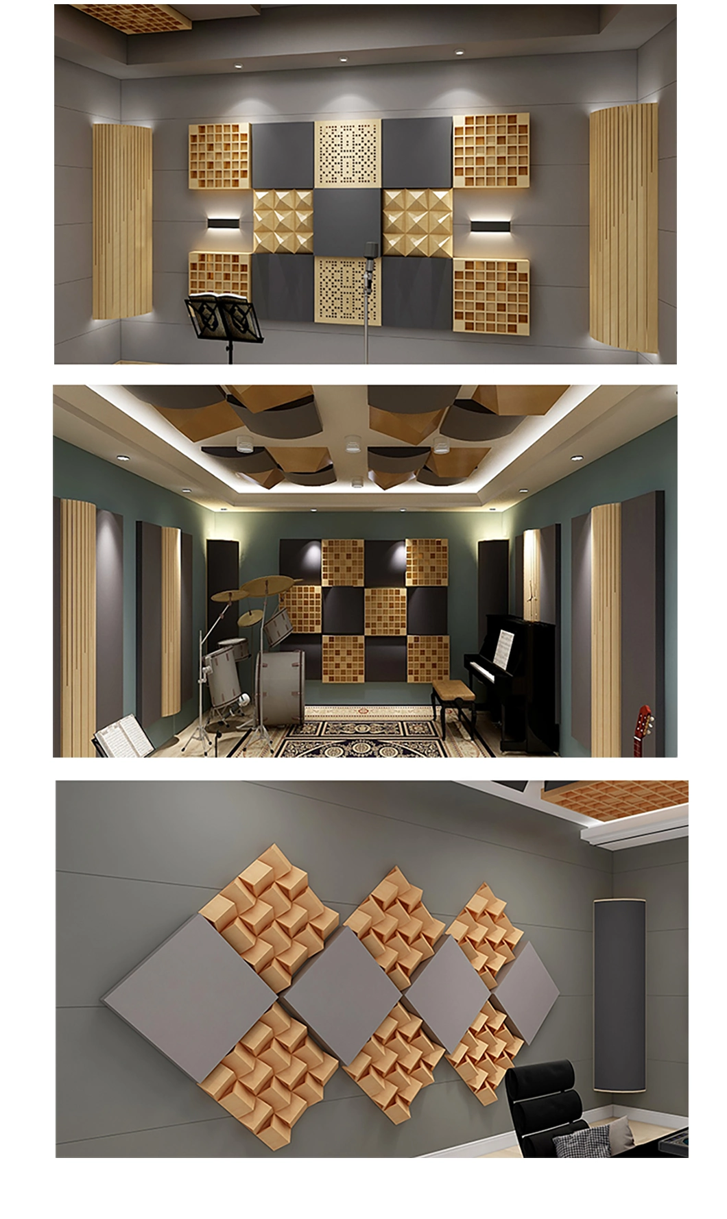 Wall Panel Studio Treatment Panel Wood Wall Art Sound Diffuser for Home Cinema