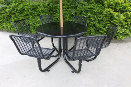 Gavin metal outdoor furniture,table chair with umbrella,outdoor table and chair