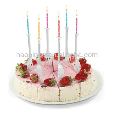 12pcs plastic cake fork with candle light