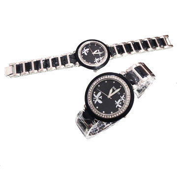 New Rhinestone Luxury Shining Butterfly Ladies' Stainless Steel Black Watch