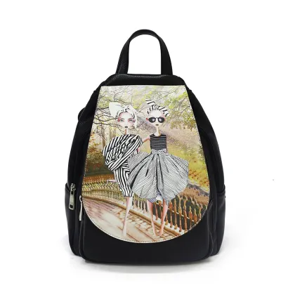 Student print pattern anti theft backpack