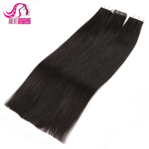 Hot Wholesale 10-15A 100%Human Hair Double Tape Natural Straight 18&20" Hair Extension In Stock