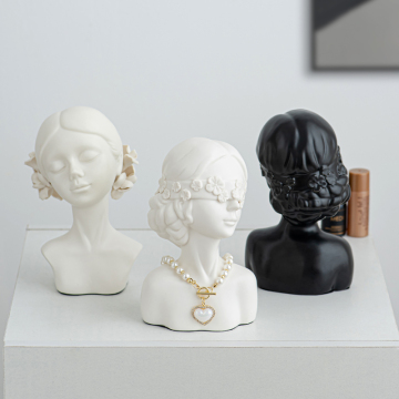 Nordic Cute Girl Statue Display Shelf for Crafts and Jewelry