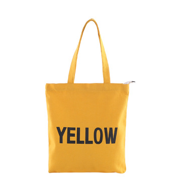 Factory Wholesale Promotional Custom Logo Large Capacity One-shoulder Simple Design Tote Canvas Shopping Bag With Zipper