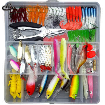 Complete Fishing Lure Set: Mixed Colors Spoon, Minnow Baits, Wobblers, Crankbaits with Box Treble Hooks