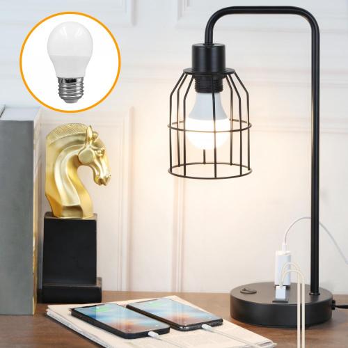 Lampe de bureau industrielle avec AC-Outlet et Bulb LED