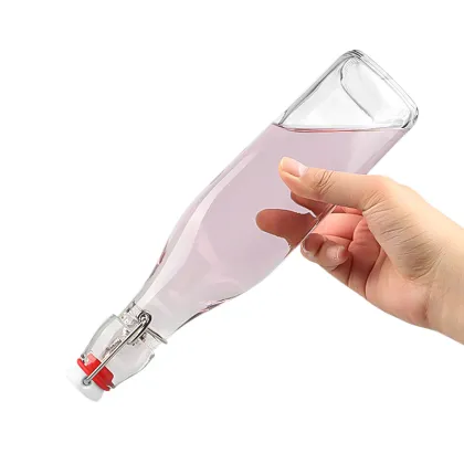 500ml Square Glass Bottle With Clip Swing Top