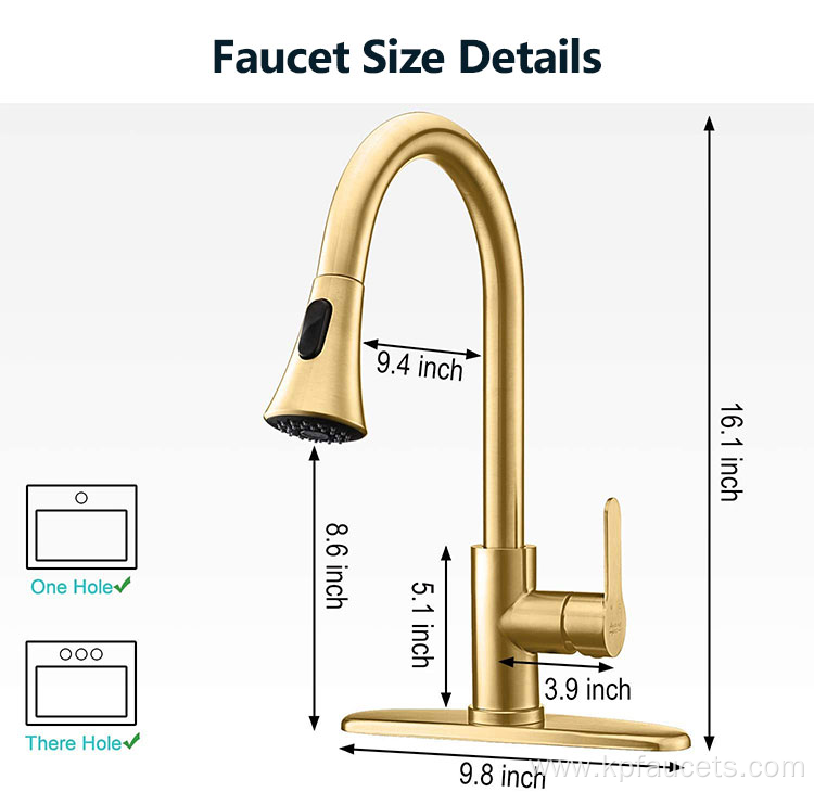 Single Lever Gold Pull Down Kitchen Faucet