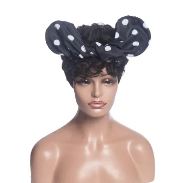 Hot Selling Headband Wigs for Black Women Short  Curly Black Cosplay  Halloween Costume Anime Party Wig