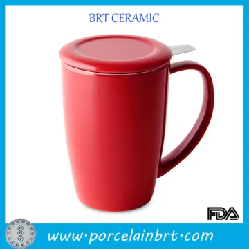 Red tea mug with stainless steel infuser