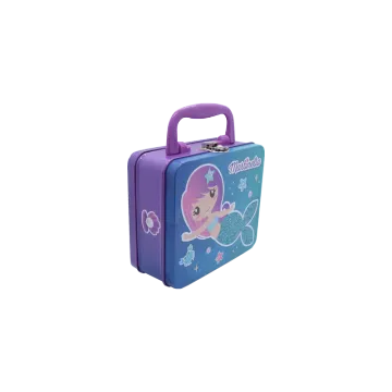Customized Tin Suitcase With Drawings Rectangular Tin Box